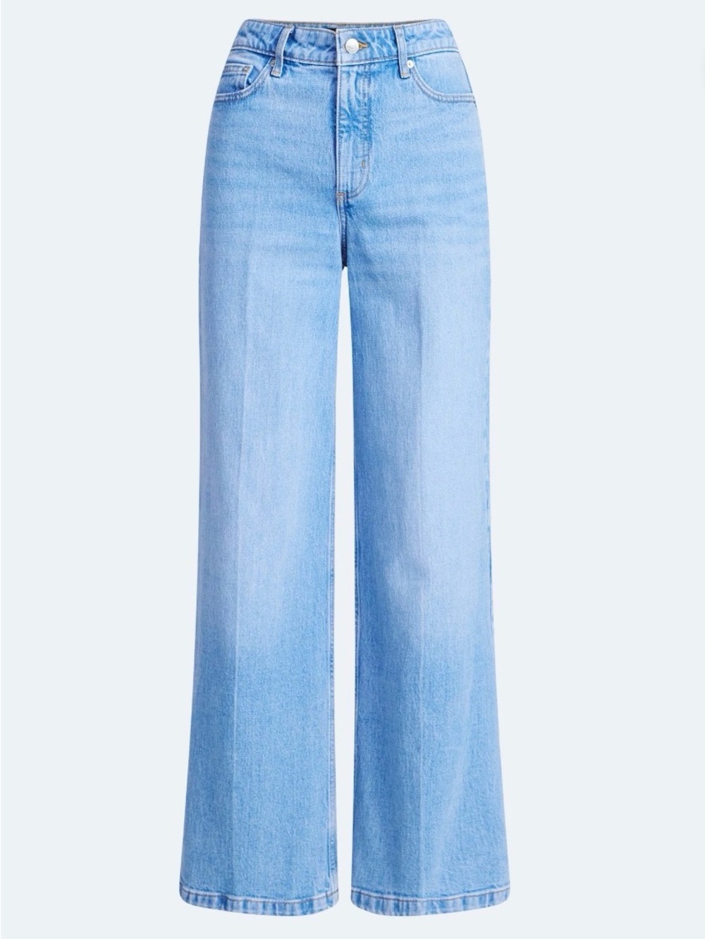 High-Rise Light Blue Wide-Leg Jeans for Women